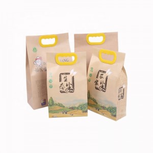 Precio al por mayor logotipo personalizado impresión duradera a prueba de humedad tamaño 2.5 kg 5 kg bolsa de embalaje de arroz de papel kraft